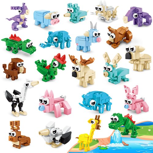 MXTOY Party Favors for Kids 12 Pack Animals Building Block Toy Building Set for Birthday, Goodie Bag Stuffers, Classroom Prizes, Valentine’s Day, Easter Gift for Boys Girls Ages 6-12+
