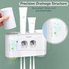 Toothbrush Holders with Toothpaste Dispenser Wall Mounted for Bathroom-4 Cups Automatic Electric Tooth Pastetooth Squeezer-Bathroom Organizer Storage Accessories Set for Kids with 5 Toothbrush Slots