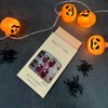 Halloween Press on Nails Short Spider Fake Nails Red Square False Nails with Spider Web Designs Acrylic Nails for Women Girls Men Halloween Manicure Art Decorations