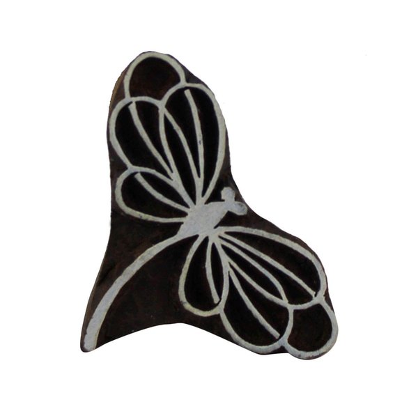 Wood Block Printing Hand Carved Indian Textile Stamp Dragonfly Motif Clay Project Scrapbook Pottery Craft