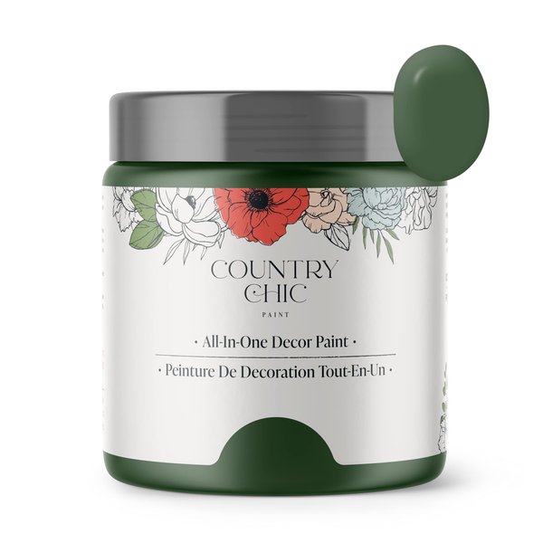 Country Chic Paint - Chalk Style All-in-One Paint for Furniture, Home Decor, Cabinets, Crafts, Eco-Friendly, Matte Paint, Fireworks [Forest Green] Sample 4oz