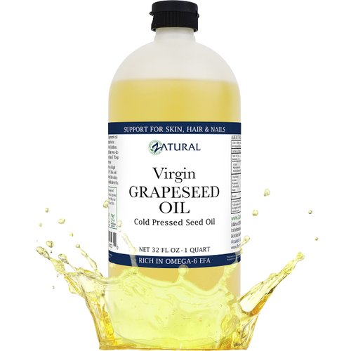 Zatural Grapeseed Oil Organically Grown 100% Pure Cold Pressed Virgin High Tempurature Cooking Oil (32oz)