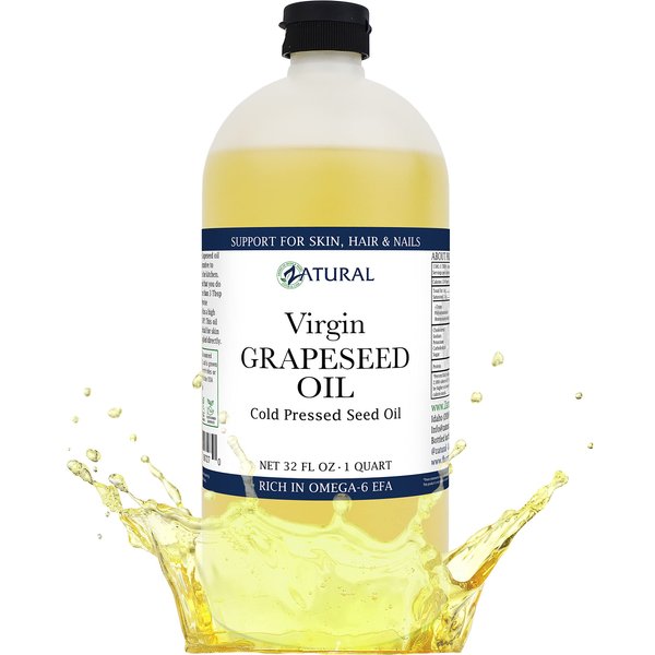 Zatural Grapeseed Oil Organically Grown 100% Pure Cold Pressed Virgin High Tempurature Cooking Oil (32oz)