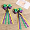 Mardi Gras Long Ribbon Bow Hair Clips Kids Green Purple Yellow Fat Tuesday Cheer Bow Alligator Barrettes Carvinal Parade Outfit Costume Decoration Stuff Party Gift for Women Girls