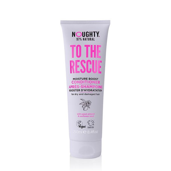 Noughty 97% Natural To The Rescue Moisture Boost Conditioner, to Gently Cleanse and Replenish Lost Moisture with Sweet Almond and Sunflower Seed, Sulphate Free Vegan Haircare 250ml
