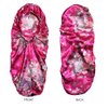 Extra Long Braid Hair Bonnet for Sleeping Satin Night Dreadlock Caps Bonnets for Black Women Braids,Shower Cap with Button (Rose Red Flowers)