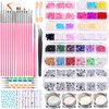 FANDAMEI Nail Art Brushes Set, Nail Art Kit, Nail Design Kit, Nail Dotting Tools, Nail Kit for Beginners, Chrome Nail Powder, Nail Stickers, Nail Rhinestones, Nail Charms Gems Nail Art Decoration Kit