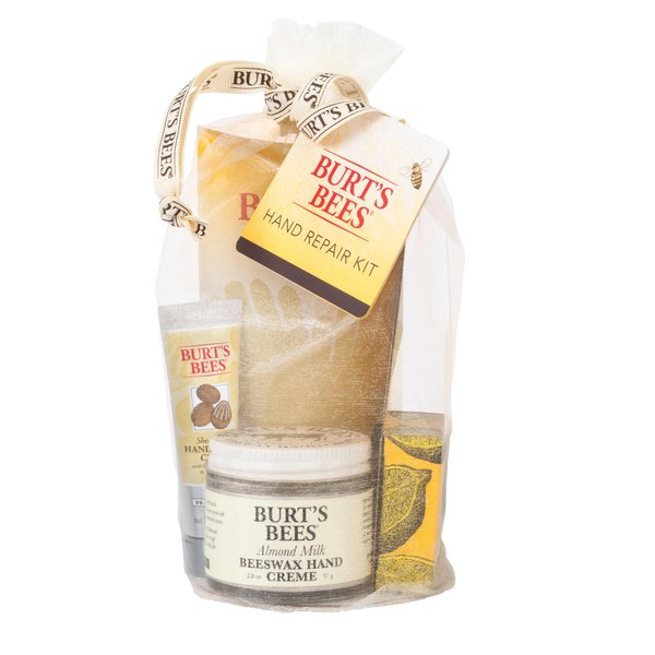 Burt's Bees Easter Basket Stuffers, Hand Repair Gifts Set, 3 Hand Creams plus Gloves - Almond Milk Hand Cream, Lemon Butter Cuticle Cream, Shea Butter Hand Repair Cream