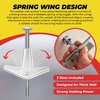 QUALIHOME Spring Toggle Bolt Assortments Kit - Toggle Drywall Anchors Kit for Hanging Items w/Hollow Walls & Ceilings - 1/8” x 2”, 3/16” x 3’’, 1/4” x 3'' Sheetrock Anchor for Frames, Shelves & More