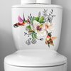 2 Sheets Birds Flowers Butterfly Toilet Seat Lid Stickers Self-Adhesive Bathroom Wall Sticker Floral Birds Butterfly Toilet Seat Decals DIY Removable Waterproof Toilet Sticker for Cistern Decor Decals