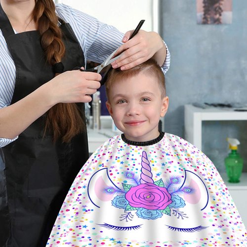 Lovely Unicorn & Stars Small Size Hair Cutting Barber Cape Professional Haircut Salon Cape for Children