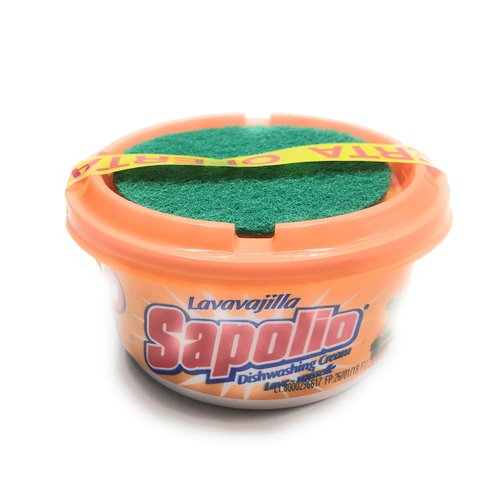 Sapolio Dishwashing Lavavajilla Cream Orange Naranja 12.6 oz with Sponge