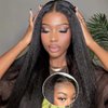 YIROO V Part Wig Yaki Straight Human Hair Wigs for Black Women Upgrade Upart Wig No Leave Out 12A Glueless Kinky Straight V Shape Clip in Half Wig No Glue No Sew Beginner Friendly 180% Density 18 Inch