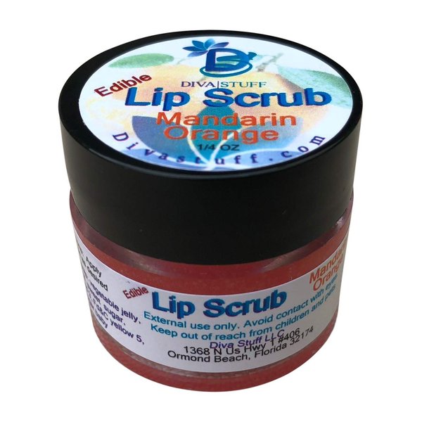 Diva Stuff Ultra Hydrating Lip Scrub for Soft Lips, Gentle Exfoliation, Moisturizer & Conditioner, Mandarine Orange – ¼ oz (Made in the USA)