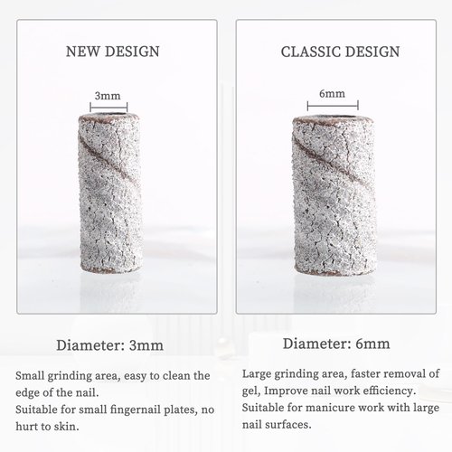 BQAN Sanding Bands for Nail Drills, 100pcs Small Bands 180 Fine Grit Nail File Sanding Bands with 2pcs Upgrade 3.1mm Mandrel Drill Bits for Acrylic Nails Gel Manicure