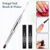 2pcs Hard Gel Nail Brush, French Tip Nail Gel Liner Brush, Dual-Ended Nail Design Brushes Rhinestone Handle Nail Brush, French Manicure Brush Builder Gel Brushes for Design Nails Professional Nail Art