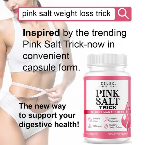 Pink Salt Weight Trick Capsules - New Pink Salt Trick for Weight, Energy & Metabolism Support Supplement, New Advanced Formula, 60 Capsules for 1 Month