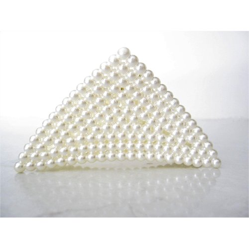 Generic White acrylic triangle hair claw clip with faux pearls for fine thin hair