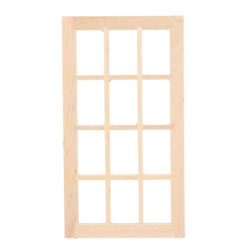 SPYMINNPOO Dollhouse Window, 1:12 Dollhouse Mini Furniture Miniature Model Wooden 12 Pane Blank Window DIY Accessories Sportinggoods Doll Accessories(Plain£©