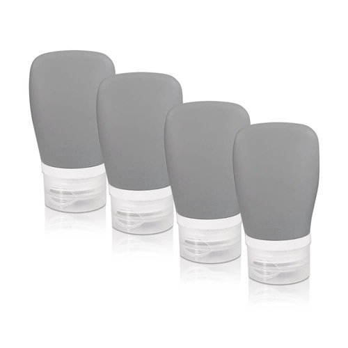 LELE LIFE 4Pcs Portable Silicone Travel Bottles, Leak Proof Squeezable Travel Bottles for Toiletries, Refillable Travel Size Toiletries Containers for Shampoo, 2oz