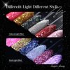 Conaumy Glitter Gel Nail Polish Set, 6 Colors Reflective Gel Polish Kit, Sparkle Holographic Diamond Silver Gold Black Red Rose Pink Purple Soak Off UV Nail Polish 13ml Valentine's Day Gift