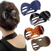 4Pcs French Concord Curved Hair Lay Down Claw Clips Thick Hair Flat Hair Clips Strong Hold Grip Hair Banana Barrettes No Slip Hair Pin Styling Hair Accessories for Women and Girls
