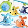 LOYUEGIYO Baby Bath Toys,Magnet Fishing Game Bath Baby Toy for 1-3 4-8 Year Old Toddler Boys Girls,Toys for Kid,Baby Bathtub Toys 18 Months+,4 Wind-up Whale Water Shower Toy&1 Fishing Pole&1 Net