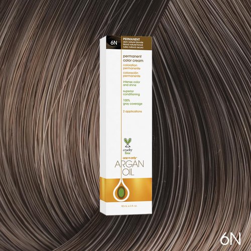 One N' Only Permanent Hair Color - Permanent Hair Dye Made with Argan Oil - Delivers Rich, Accurate Tones with Gray Coverage - Improves Moisture & Elasticity - 6N Dark Natural Blonde (3 oz)