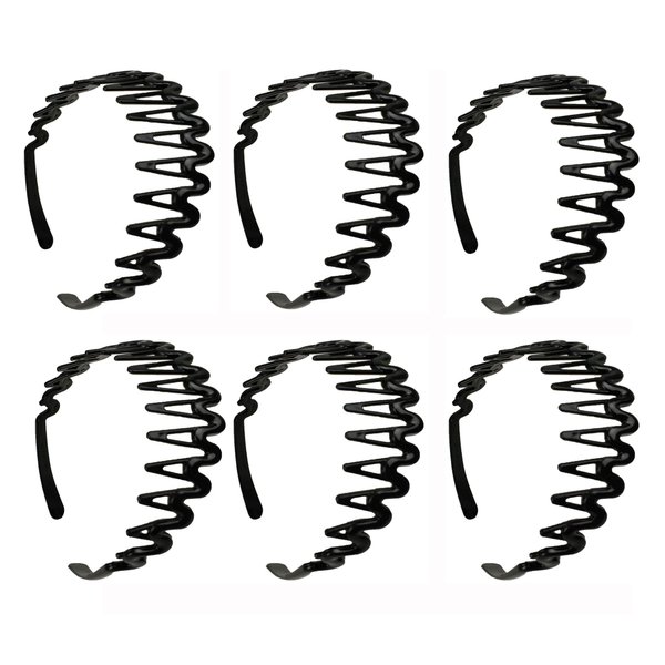 XERU 6 Black Plastic Comb Headband for Women Girls Hairband