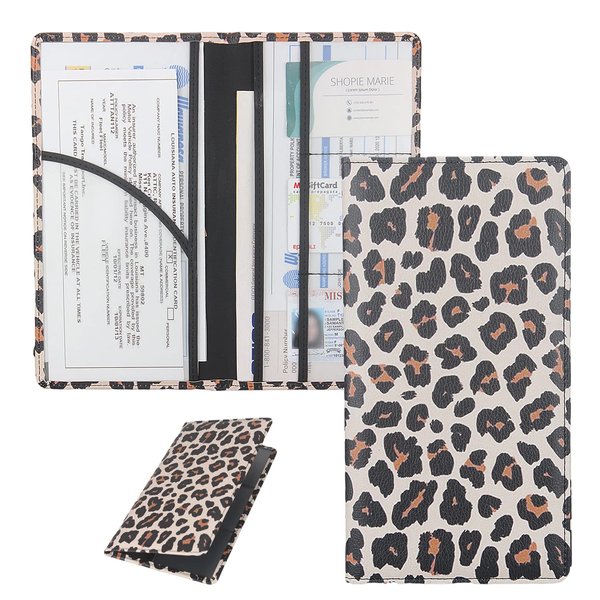 ShaggyDogz Car Registration and Insurance Card Holder with Magnetic Closure, Premium PU Leather License Registration Holder for Driver License, Insurance Card, Paperwork, Men & Women (Snow Leopard 1)