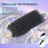 Micro Links Hair Extensions for Black Women Real Human Hair Micro Links Hair Extensions Kinky Curly Micro Link Hair Extensions Human Hair Natural Color 100 Strands 16 Inches