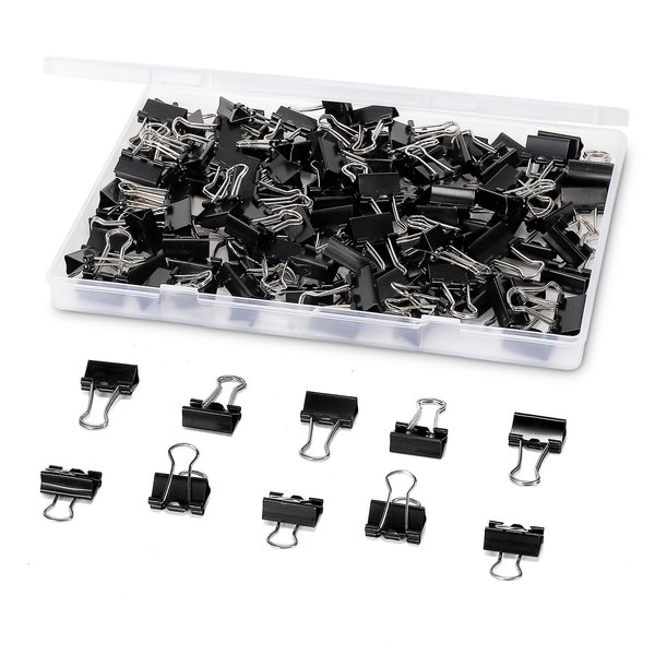 Ufmarine 120 Pcs Mini Binder Clips 15 mm, Black Small Binder Clips for Office