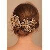Denifery Gold Bride Crystal Wedding Hair Comb Silver Rhinestone Bridal Side Comb Opal Hair Piece Flower Wedding Hair Accessories for Women and Girls