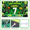 Video Game 7th Birthday Party Decorations Green Black Happy Birthday Level 7 Banner Backdrop Honeycomb Centerpieces Hanging Swirls Tissue Paper Pompoms Kit for Boy 7 Years Old Game Controller Supplies