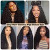 ROYAL IMPRESSION Deep Wave Lace Front Wigs Human Hair 4x4 HD Transparent Lace Closure Wigs for Black Women Glueless Wigs 180% High Density Human Hair Wigs Pre Plucked with Baby Hair (24 Inch)