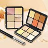 LSxia 12 Colors Cream [Blush+Contour+Concealer+Highlighter] Makeup Palette for Cheeks - Multi-functional Makeup Palette with Brush, Natural Matte Long Wearing, Waterproof Face Makeup Palette (#04)