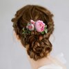 Fangsen Wedding Pink Buds Rose Flowers Floral Comb With Hair Clip Hair Accessories Floral Hair Headpiece
