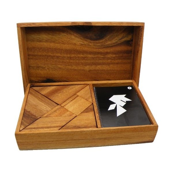 Logic Tangram Set with Play Cards Wooden Puzzle Game