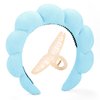 BESTOOL Skin Care Headband for Washing Face,Non-slip Face Wash Headband Sponge Terry Towel Cloth Fabric Bubble Makeup Skincare Headbands for Women Makeup Removal Spa Shower Hair Accessories(Blue)
