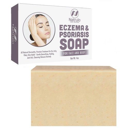 Eczema Soap Bar for Face and Body – All Natural Dermatitis, Psoriasis Treatment for Dry Itchy Flaky Skin Relief – Gentle Detoxifying, Healing, Anti-Itch, Cleansing Skincare Remedy – Eczema Soap Bar