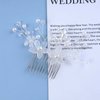 Vacaonio Wedding Pearl Crystal Hair Comb Rhinestone Bridal Hair Pin Hair Piece Silver Flower Hair Combs Arylic Flower Hair Comb Decorative Hair Accessories for Women and Girls Headdress