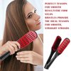 Hair Straightening Comb, Boar Hair Double Sided Brush Comb Clamp, Hair Styling Tool (Red)
