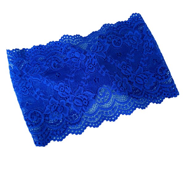 Oyabridal 6'' Wide Lace Headbands for Women Headcovering Church Lace Headwrap for Women (Royal Blue)