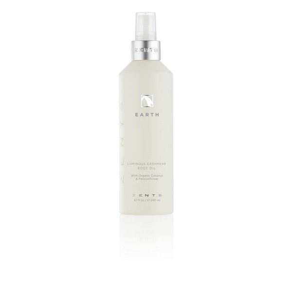 Zents Luminous Cashmere Body Oil, Soften and Moisturize Skin with Vitamin E and Organic Coconut Oil, 8 fl oz / 240 ml (Earth)