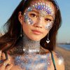 MEICOLY 2pcs Face Body Glitter,Singer Concerts Festival Rave Accessories,Mermaid Face Glitter Gel,Sparkling Sequins Glitter Face Paint,Holographic Chunky Glitter for Eye Lip Hair,100ml,White+Blue
