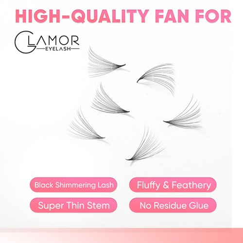 GLAMOREYELASH 500 Promade Fans Loose Paper Box, Natural Eyelash Extension Handmade Lashes Extension Mink Lashes 5-10D, 0.05/0.07mm, C D Curl, 8-16mm Length for Fluffy Eyelash Cluster | 8 - 16mm Length for Fluffy Eyelash Cluster(8D-0.05-D,8mm)