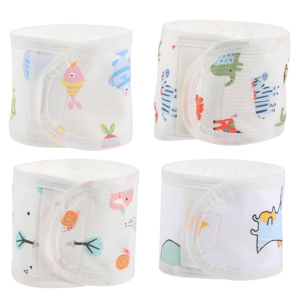 Healifty 4Pcs Umbilical Hernia Belt, BabyBellyBand for 0-12 Months Babies, Soft Cotton Infant Belly Band, BabyUmbilical Cords Newborn Belly Wrap