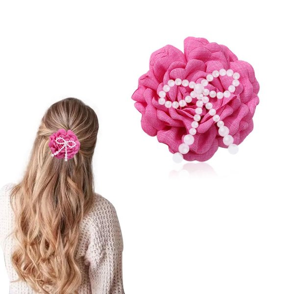 Rose Red Flower Alligator Clip Pearl Bow Barrettes Romantic Hair Clips Hair Accessories MGPFERD