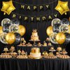 24PCS Black Gold Birthday Decorations Gifts for Men Husband Father Black Gold Happy Birthday Banner Balloons Star Foil Balloons Crown, Birthday King Cake Topper and Sash for Birthday Party Supplies