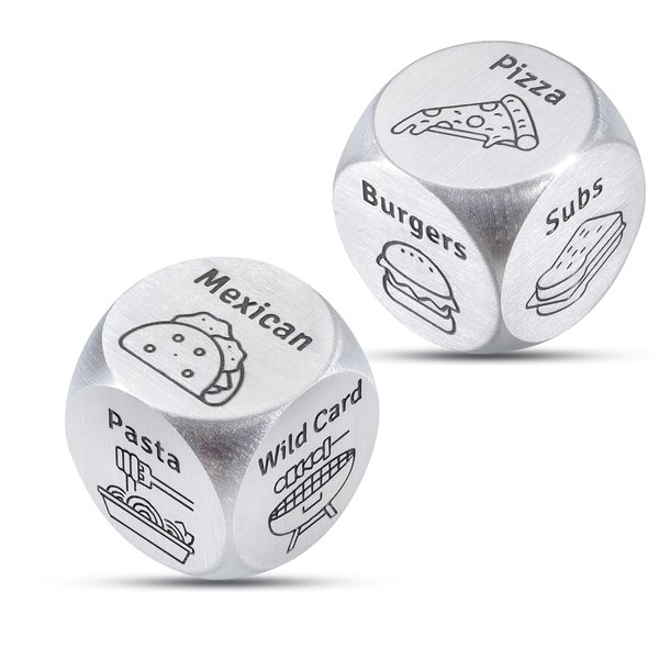 2 PCS Food Dice Game Food Decision Dice Food Dice for Couples 11 Year Anniversary Steel Gifts for Him Her Date Night Gifts for Couples Christmas Stocking Stuffers Girlfriend Valentine Sweetest Day